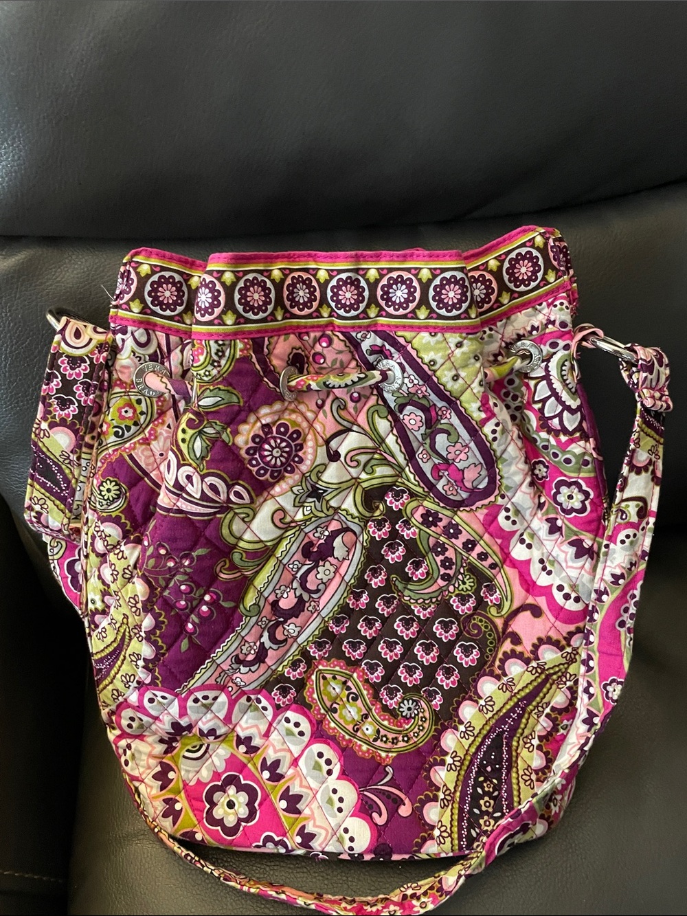 Vera Bradley Paisley Quilted Crossbody in Magenta and Pink